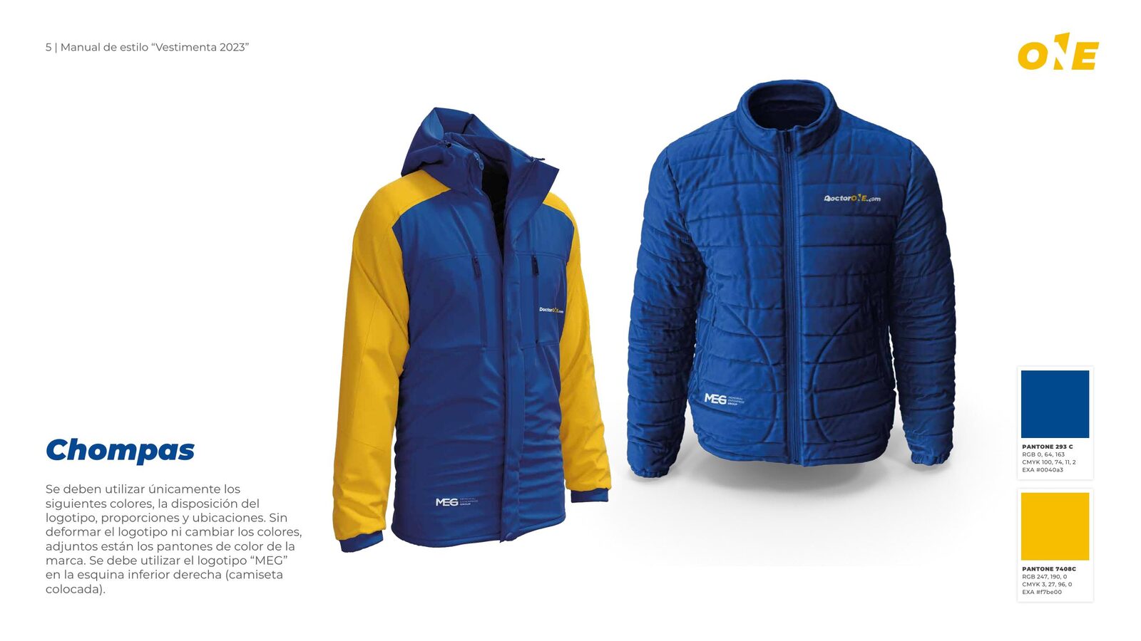 Aplicación de la identidad de DoctorOne en indumentaria: chaquetas.
